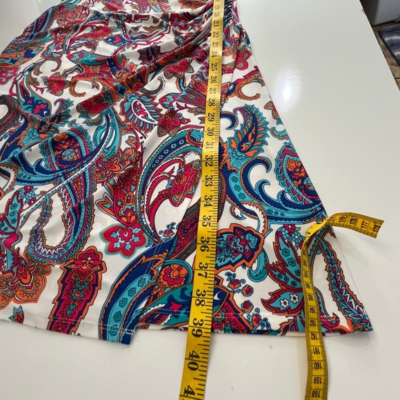 Lauren Ralph Lauren Paisley Sheath Dress Women Sz 6 Cap Sleeve Ruched Feminine - Picture 9 of 16